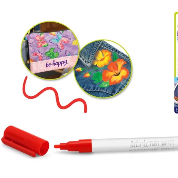 Permanent Fabric Paint Marker (Cherry Red) - Picture 2 of 4